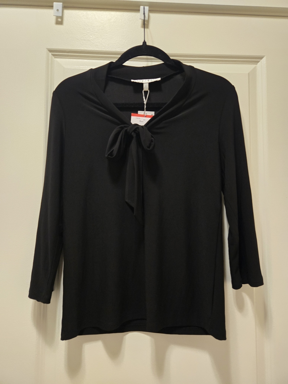 Kasper Black Tie-Neck Blouse XS NWT